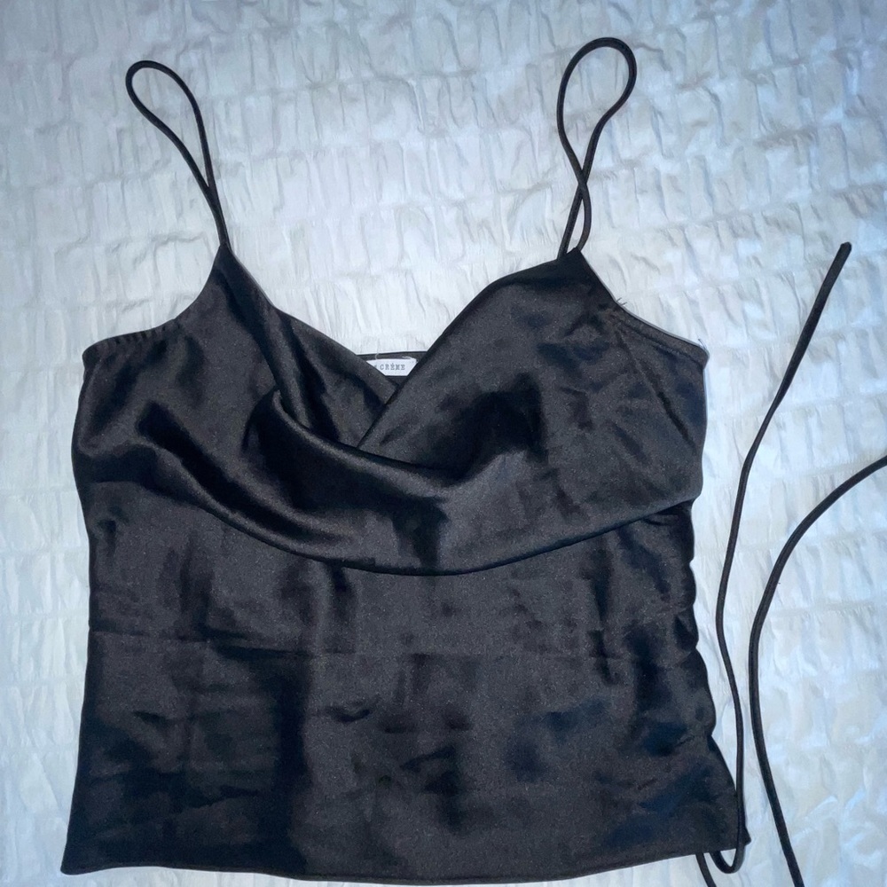 Womens Satin Cowl Neck Top